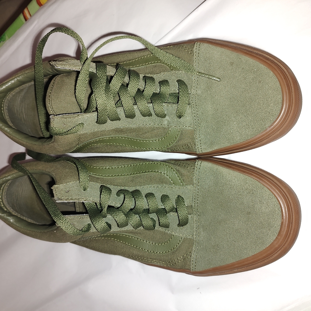Green Suede Sneakers with Brown Soles
